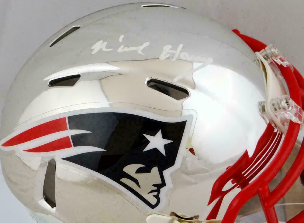 N'Keal Harry Signed New England Patriots Chrome Mini Helmet- Beckett Auth *White