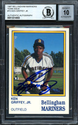 Ken Griffey Jr. Autographed 1987 Bellingham Mariners Rookie Card #15 Seattle Mariners Auto Grade Gem Mint 10 Beckett BAS #13314003