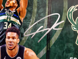 Giannis Antetokounmpo Autographed 16x20 Photo Milwaukee Bucks Finals Collage Beckett BAS QR Stock #197441