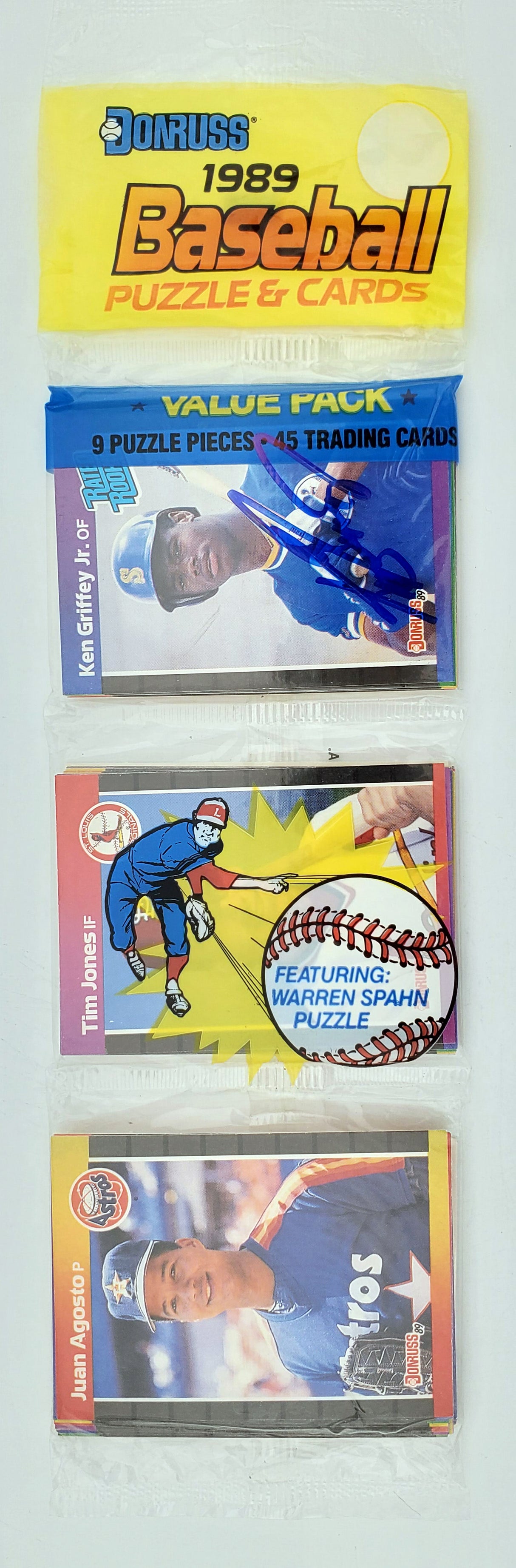 Ken Griffey Jr. Autographed Sealed 1989 Donruss Baseball Rack Pack Rookie Seattle Mariners Beckett BAS #BB79344