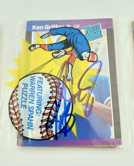 Ken Griffey Jr. Autographed Sealed 1989 Donruss Baseball Rack Pack Rookie Seattle Mariners Beckett BAS #BB79340