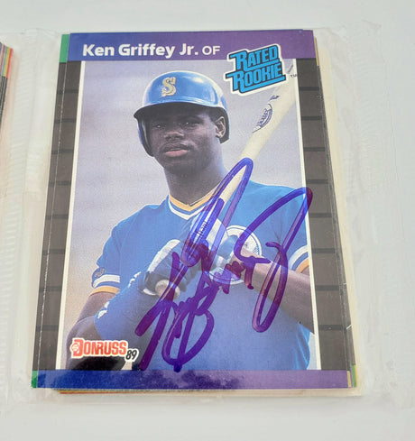 Ken Griffey Jr. Autographed Sealed 1989 Donruss Baseball Rack Pack Rookie Seattle Mariners Beckett BAS #BB79339