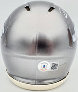 Zach Wilson Autographed New York Jets Flash Silver Speed Mini Helmet Beckett BAS QR Stock #198873