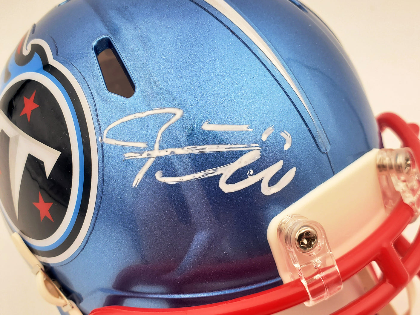 Ryan Tannehill Autographed Tennessee Titans Flash Blue Speed Mini Helmet Beckett BAS QR #WN46893