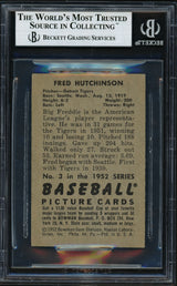 Fred Hutchinson Autographed 1952 Bowman Card #3 Detroit Tigers Beckett BAS #12074552