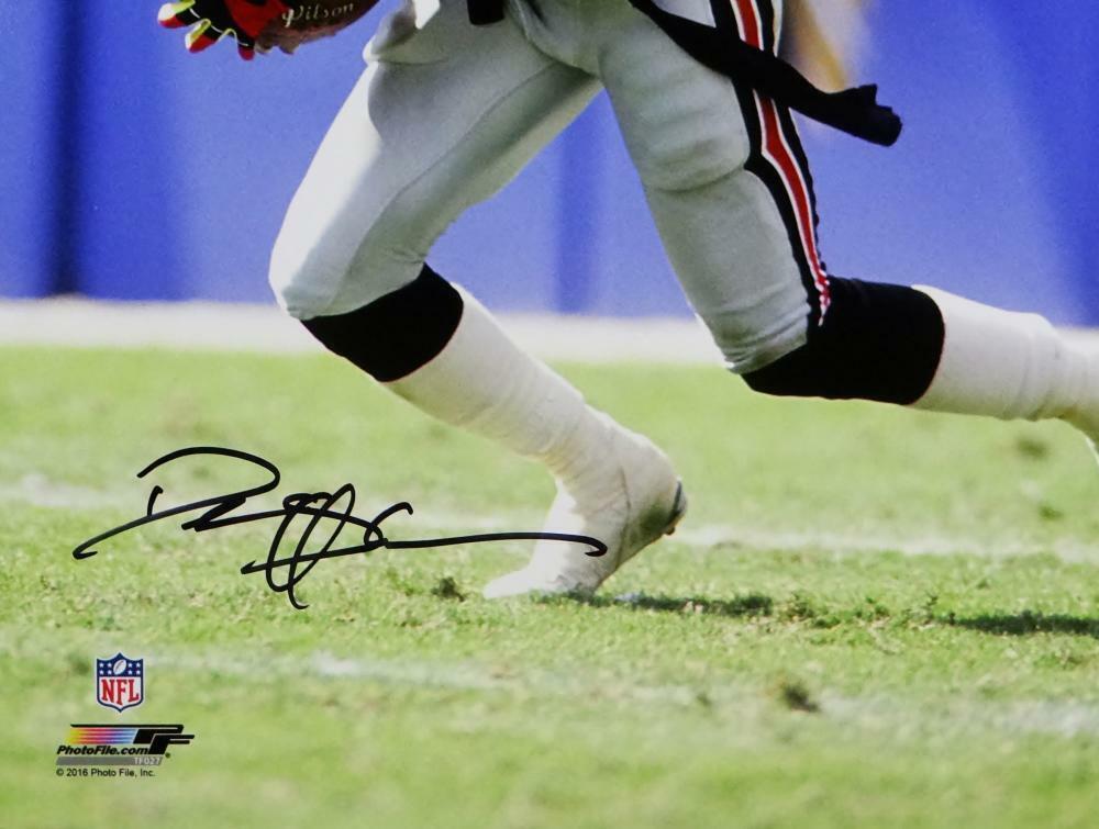 Deion Sanders Signed Atlanta Falcons 16x20 Running PF Photo- Beckett Auth *Black