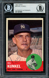 Bill Kunkel Autographed 1963 Topps High Number Card #523 New York Yankees Beckett BAS #11481983