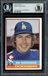 Ed Goodson Autographed 1976 Topps Card #386 Los Angeles Dodgers Beckett BAS #11482165