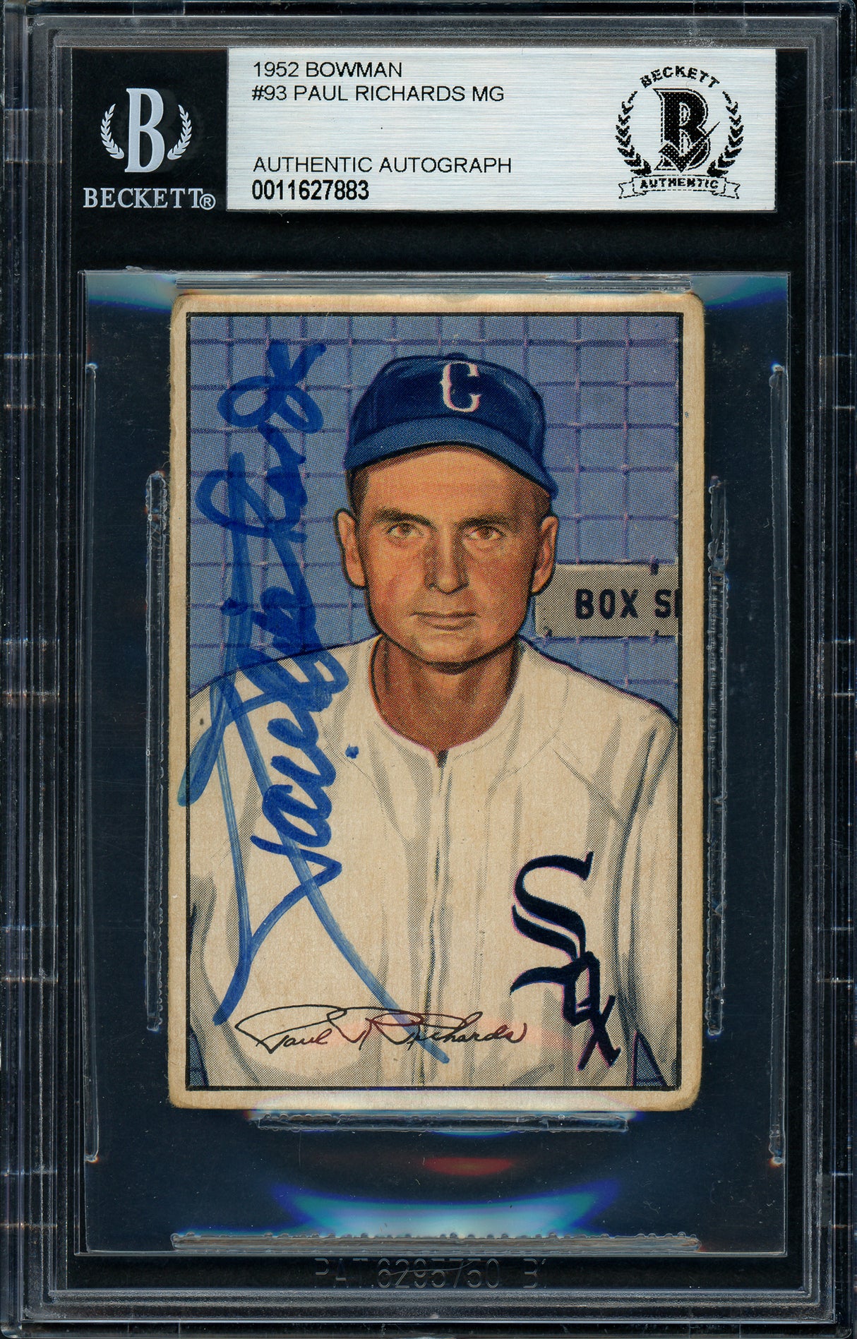 Paul Richards Autographed 1952 Bowman Rookie Card #93 Chicago White Sox Beckett BAS #11627883