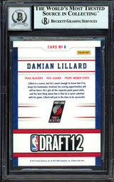 Damian Lillard Autographed 2012-13 Panini Hoops Draft Night Rookie Card #6 Portland Trail Blazers Auto Grade Gem Mint 10 Beckett BAS #13605377