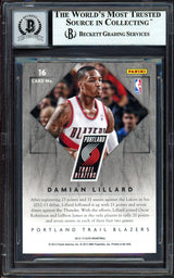 Damian Lillard Autographed 2012-13 Panini Elite Rookie Card #16 Portland Trail Blazers Auto Grade Gem Mint 10 Beckett BAS #13605394