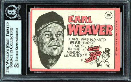 Earl Weaver Autographed 1969 Topps Rookie Card #516 Baltimore Orioles Beckett BAS #13608861