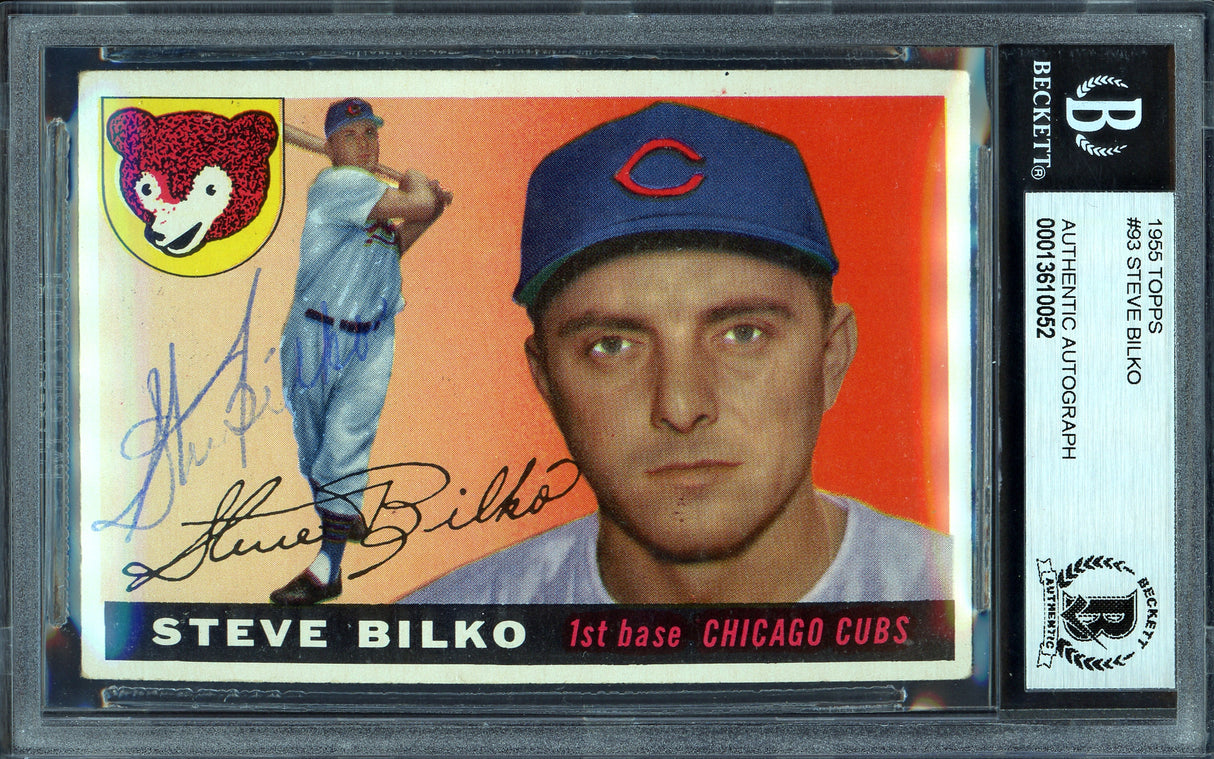 Steve Bilko Autographed 1955 Topps Card #93 Chicago Cubs Beckett BAS #13610052