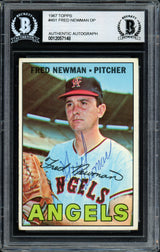 Fred Newman Autographed 1967 Topps Card #451 Los Angeles Angels Beckett BAS #12057148