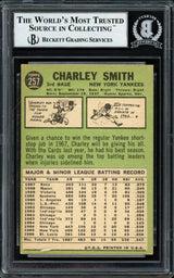 Charlie Smith Autographed 1967 Topps Card #257 New York Yankees Beckett BAS #12057152