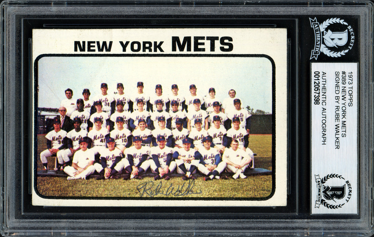 Al "Rube" Walker Autographed 1973 Topps Team Card #389 New York Mets Beckett BAS #12057398