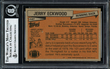 Jerry Eckwood Autographed 1981 Topps Card #147 Tampa Bay Buccaneers Beckett BAS #12058720