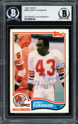 Jerry Eckwood Autographed 1982 Topps Card #498 Tampa Bay Buccaneers Beckett BAS #12058744