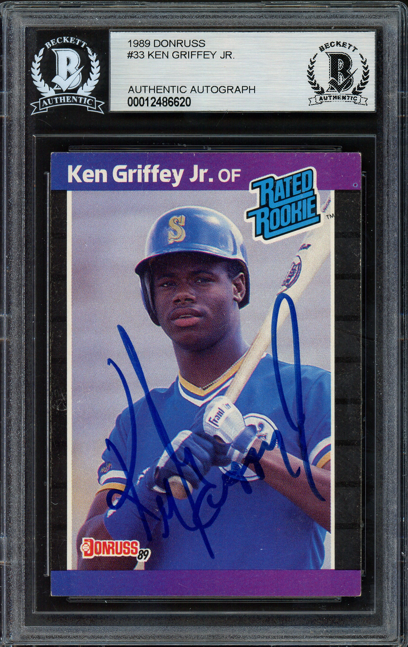 Ken Griffey Jr. Autographed 1989 Donruss Rookie Card #33 Seattle Mariners Vintage Rookie Era Beckett BAS #12486620