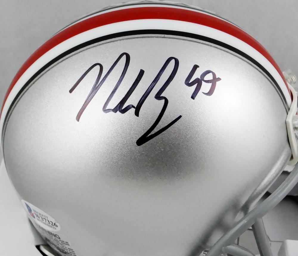 Nick Bosa Signed Ohio State Buckeyes Silver Mini Helmet- Beckett Auth *Black