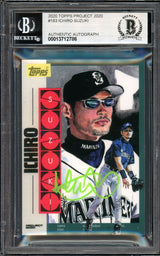 Ichiro Suzuki Autographed Topps Project 2020 Jacob Rochester Card #183 Seattle Mariners Auto Grade Gem Mint 10 Lime Green #/10 Beckett BAS Stock #200991