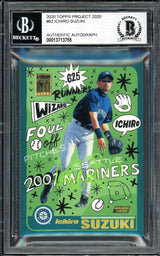 Ichiro Suzuki Autographed Topps Project 2020 Sophia Chang Card #62 Seattle Mariners Lime Green #4/10 Beckett BAS #13713755