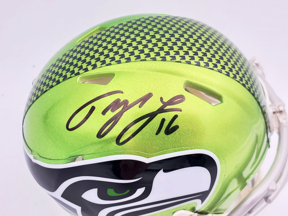 Tyler Lockett Autographed Seattle Seahawks Flash Green Speed Mini Helmet MCS Holo Stock #200482