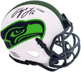 Tyler Lockett Autographed Seattle Seahawks Lunar Eclipse White Speed Mini Helmet MCS Holo Stock #200483