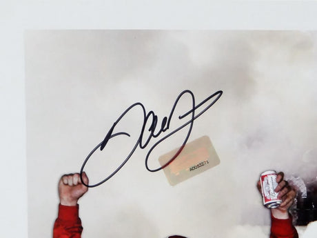 Dale Earnhardt Jr Signed 8x10 Celebrating Win Photo w/ Holo On Sig- Mounted Auth