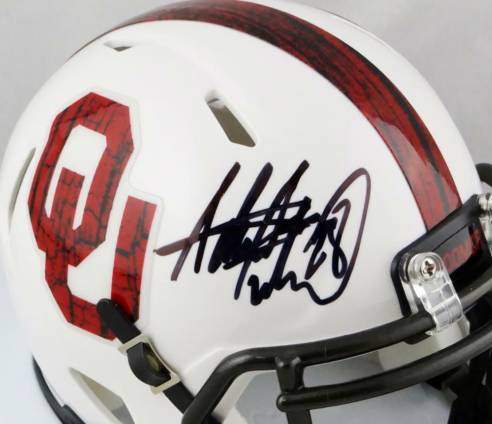 Adrian Peterson Signed Oklahoma Sooners BTW Mini Helmet - Beckett Auth *Black