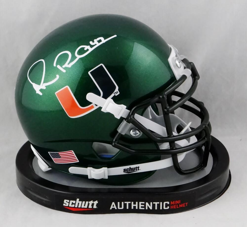 Michael Irvin Signed Miami Hurricanes Green Schutt Mini Helmet-JSA W Auth *White