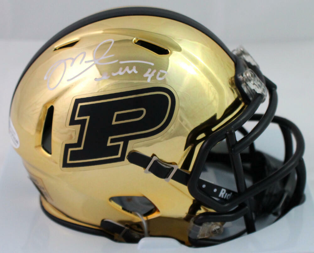 Mike Alstott Signed Purdue Boilermakers Chrome Mini Helmet-Beckett W Auth *White