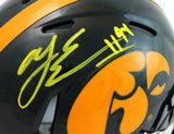 AJ Epenesa Autographed Iowa Hawkeyes Speed Mini Helmet- Beckett W *Yellow