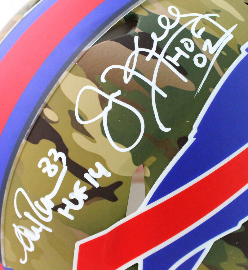 Kelly/Reed/Thomas Signed Bills F/S Camo Authentic Helmet w/HOF - JSA W *White