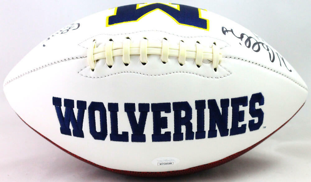 Nico Collins Autographed Michigan Wolverines Logo Football w/ Go Blue- JSA Wit