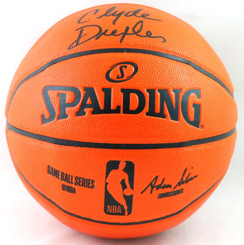 Clyde Drexler Autographed Spalding Basketball - JSA Witnessed *Black