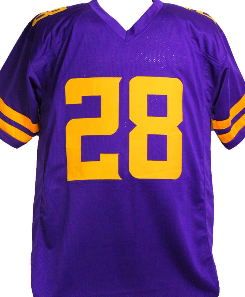 Adrian Peterson Signed Purple Pro Style Jersey w/ Yellow Num- Beckett W*Black *8