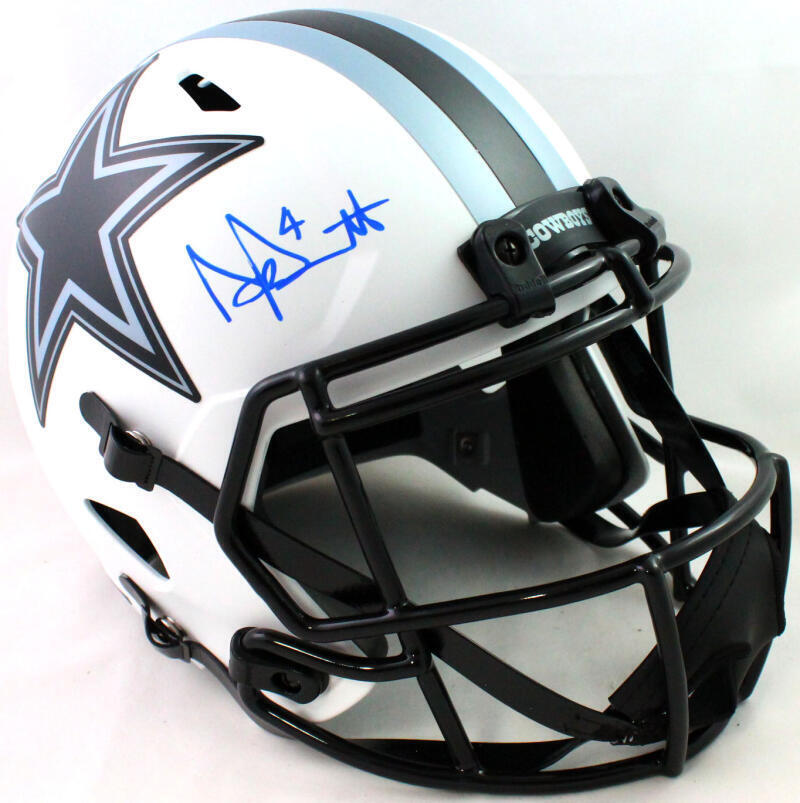 Dak Prescott Autographed Dallas Cowboys F/S Lunar Speed Helmet-Beckett W Holo