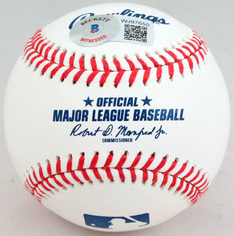 Ronald Acuna Autographed Rawlings OML Baseball- Beckett W *Blue