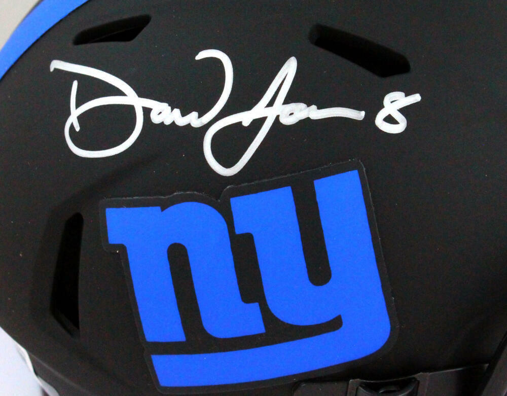 Daniel Jones Autographed NY Giants Eclipse Speed Mini Helmet- Beckett W *Silver