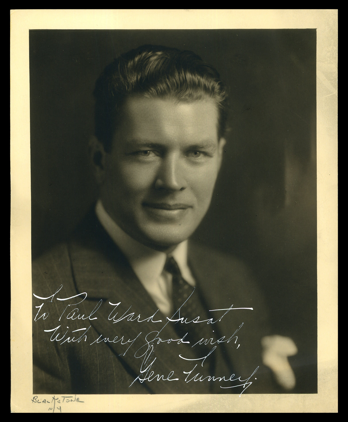 Gene Tunney Autographed 8x10 Photo "To Paul" Vintage Signature Beckett BAS #A34709