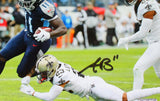 AJ Brown Autographed Titans 8x10 Catch Vs Saints Photo- Beckett W *Black