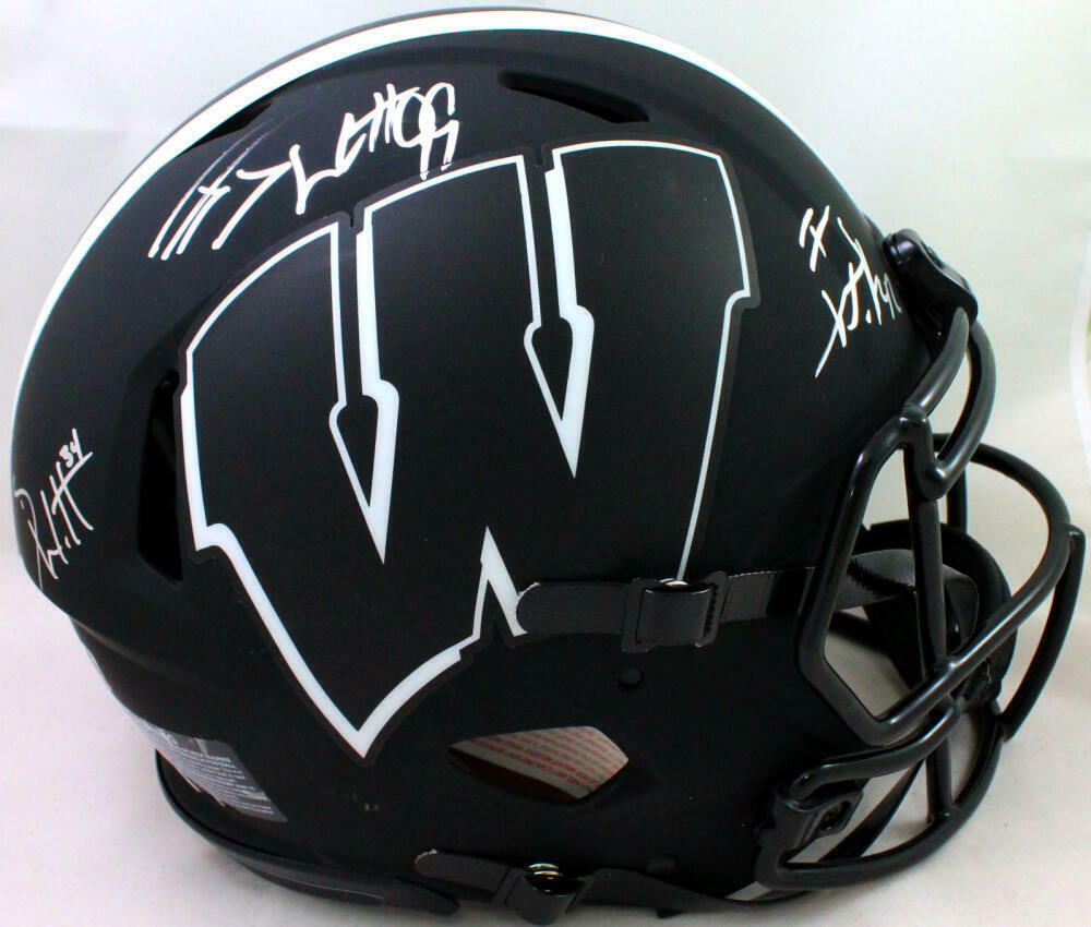 Derek/TJ/JJ Watt Signed Wisconsin Badgers Eclipse Speed Authentic Helmet- JSA W