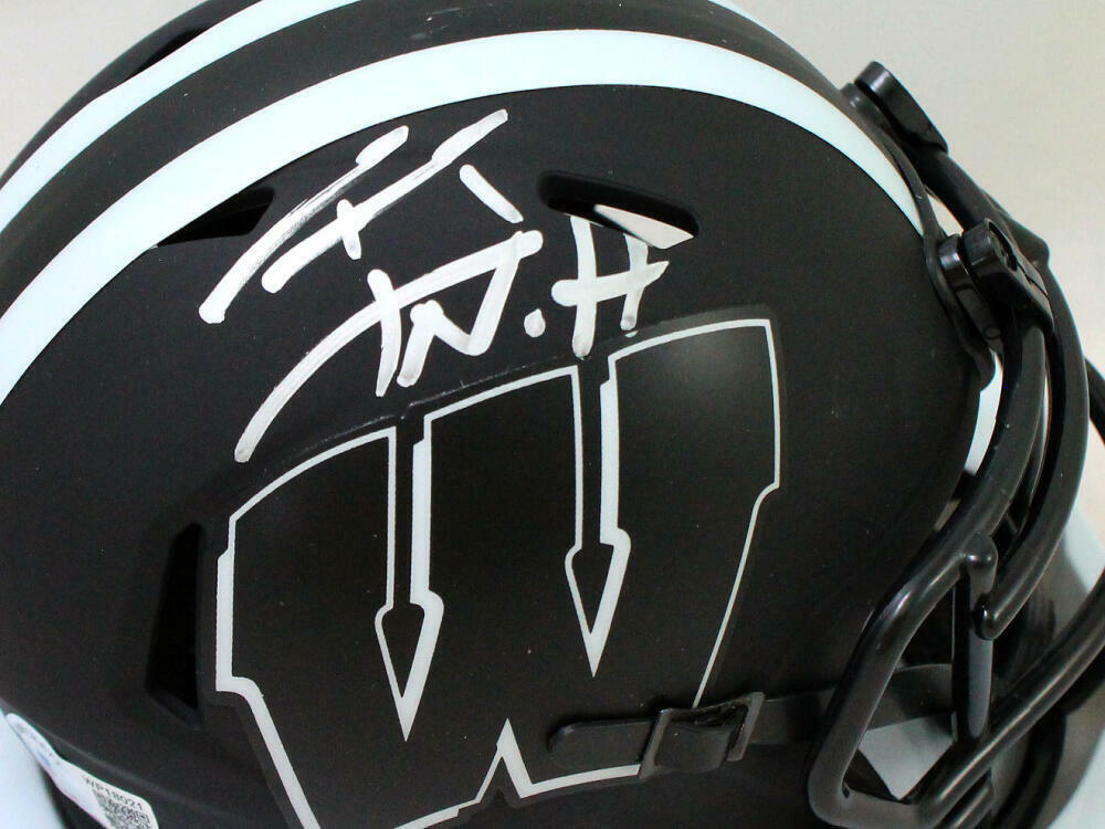 TJ Watt Autographed Wisconsin Badgers Eclipse Speed Mini Helmet - Beckett W Holo