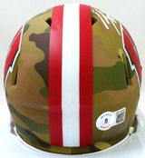 TJ Watt Signed Wisconsin Badgers Camo Speed Mini Helmet- Beckett W Holo *White