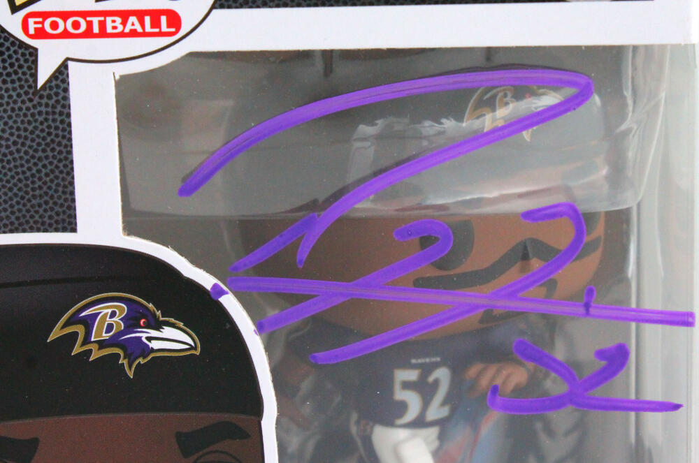 Ray Lewis Autographed Ravens Funko Pop Figurine #152 w/#- Beckett W Holo *Purple