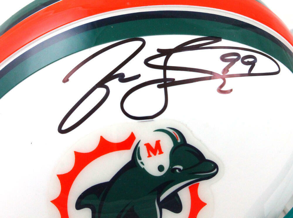 Jason Taylor Autographed Miami Dolphins 97-12 Mini Helmet-Beckett W Hologram*BLK