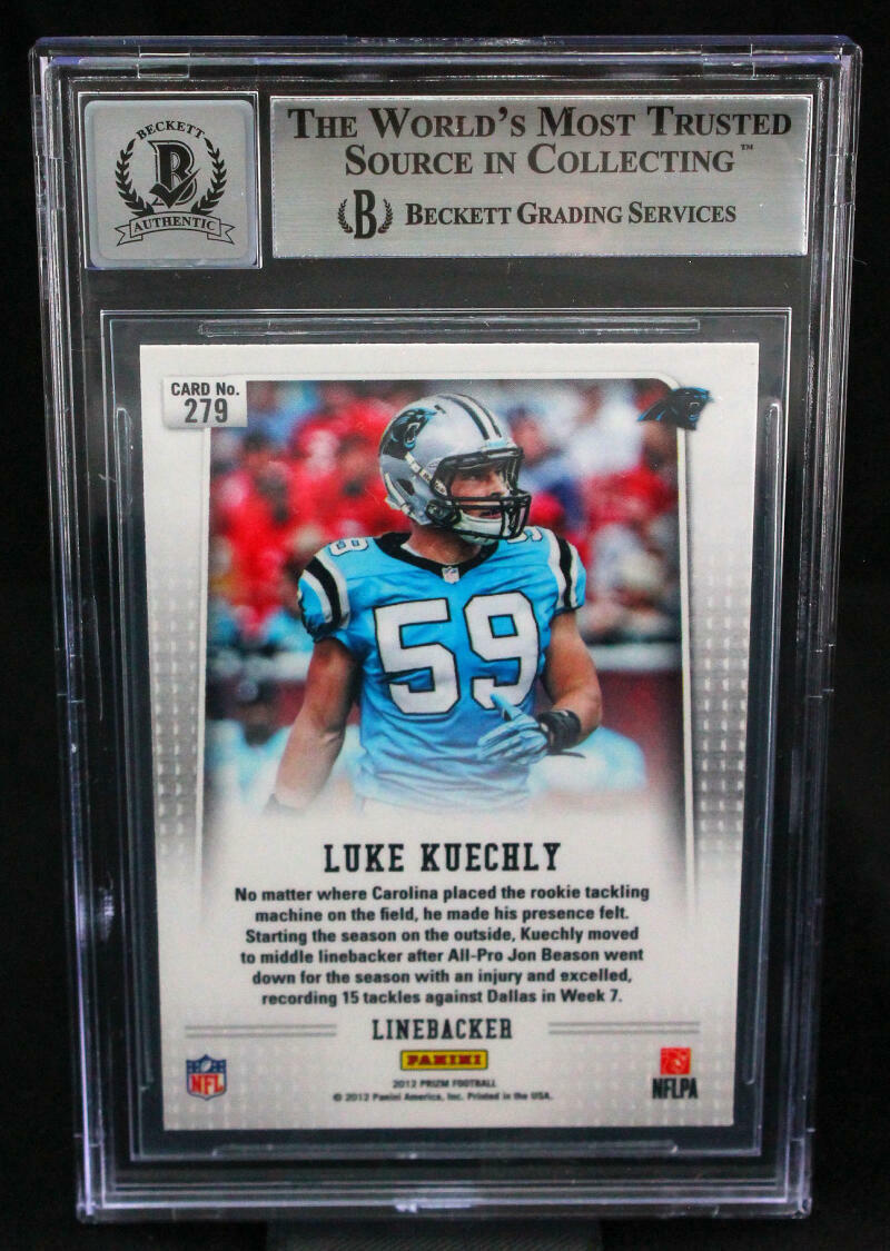 2012 Panini Prizm #279A Luke Kuechly Carolina Panthers BAS Autograph 10