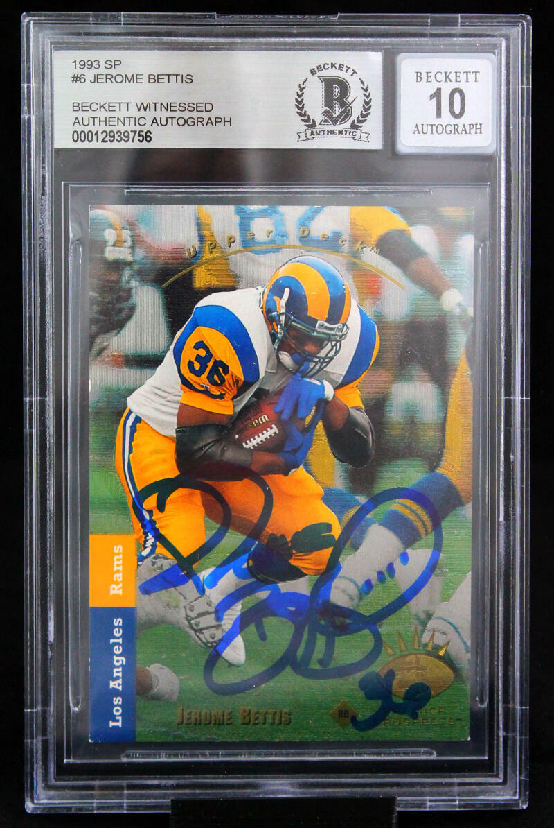 1993 SP #6 Jerome Bettis Los Angeles Rams BAS Autograph 10