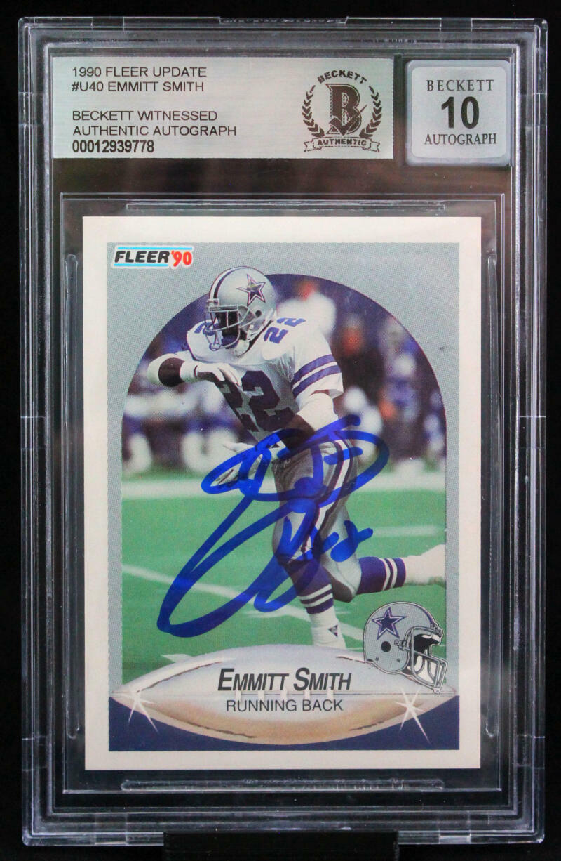 1990 Fleer Update #U40 Emmitt Smith Dallas Cowboys BAS Autograph 10